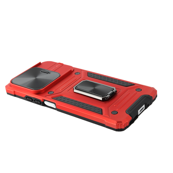 Armored Case for Xiaomi Redmi Note 13 5G, CamShield Slide, red + Tempered Glass 9H