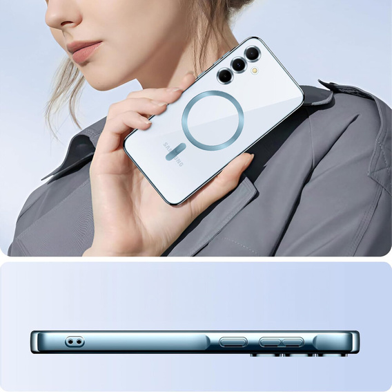 Case for Samsung Galaxy A15 4G/5G, Electro MagSafe, blue + Screen Glass