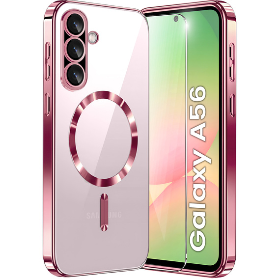 Case for Samsung Galaxy A56, Electro MagSafe, pink rose gold + Screen Glass