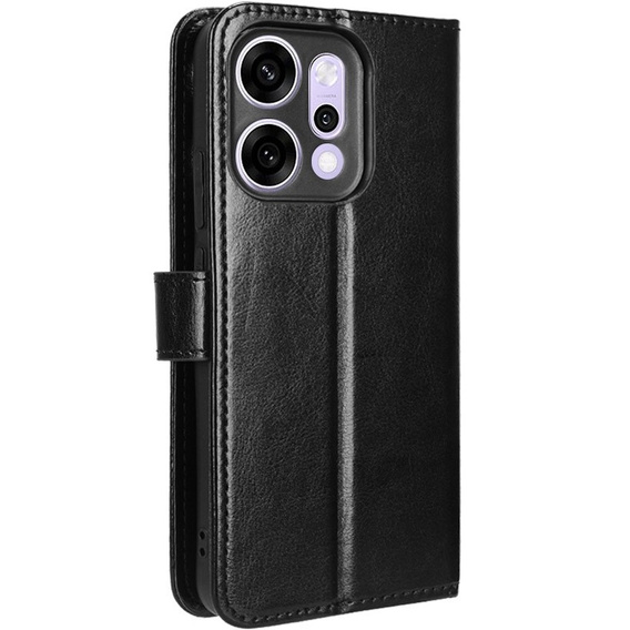 Flap case for Oppo Reno 14, textured Crazy Horse, black