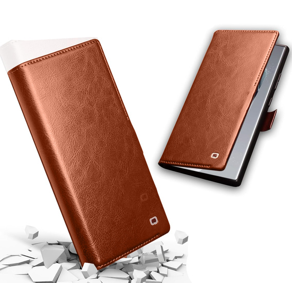 Flip case for Samsung Galaxy S25 Ultra, QIALINO Leather Wallet, brown