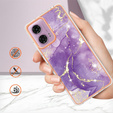 Protective Case for Motorola Moto G24 / G24 Power / G04, Marble Slim Case, dark purple