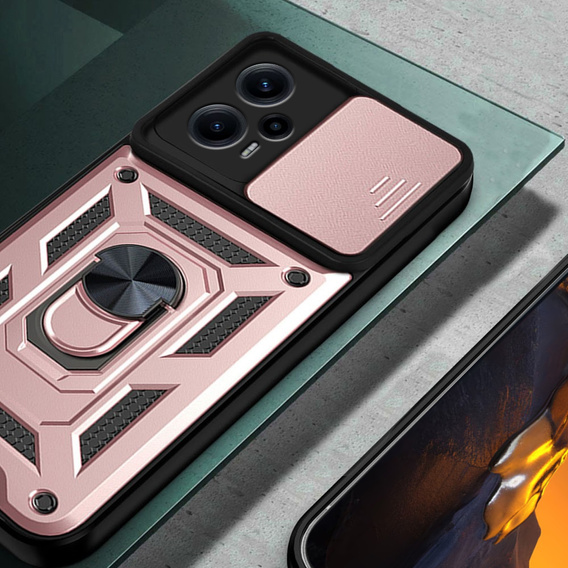 Case for Xiaomi Poco F5, CamShield Slide, pink rose gold