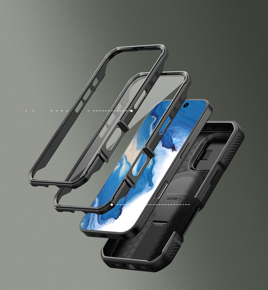 Armored case for iPhone 16 Pro, Dexnor CamProtect MagSafe, black (Two frames)