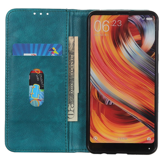 Case for Xiaomi Redmi Note 13 Pro+, Wallet Litchi Leather, green