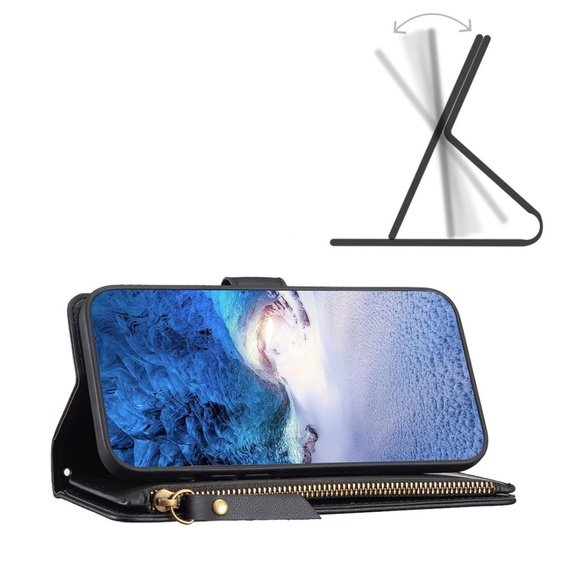 Flip case for Xiaomi Redmi Note 13 Pro 4G / Xiaomi Redmi Note 14S / Xiaomi Poco M6 Pro 4G, Wallet Zipper Pocket, black
