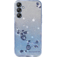 Case for Samsung Galaxy S24, Glitter Flower, blue