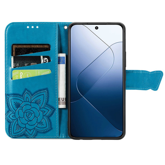 Flap case for Xiaomi Redmi 15 5G / 4G, Butterfly, blue