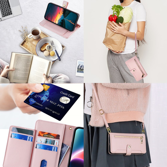 Flip case for Realme 14 Pro+ 5G, Wallet Zipper Pocket, pink