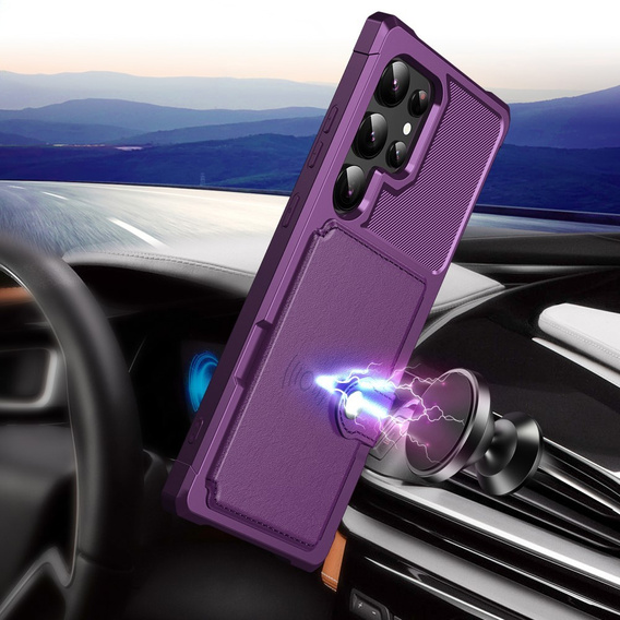 Case for Samsung Galaxy S24 Ultra, Card Holder Kickstand, purple