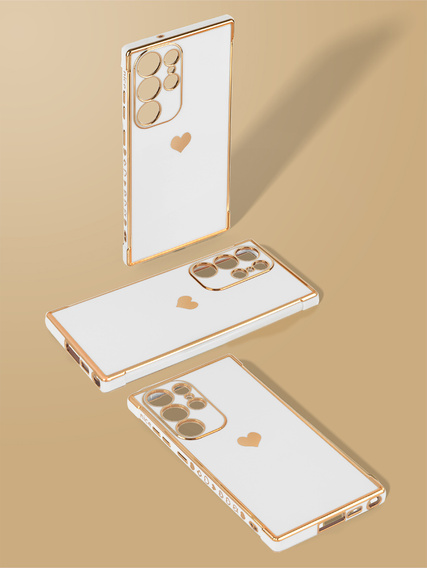 Case for Samsung Galaxy S24 Ultra, Electro heart, white + Full Glue Ceramic Glass