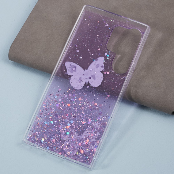 Case for Samsung Galaxy S24 Ultra, Glitter Butterfly, purple