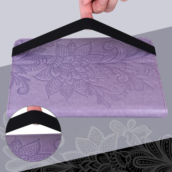 Flap case for Lenovo Pad M9, flower, purple