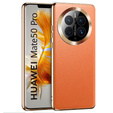 Leather case for Huawei Mate 50 Pro, leather hybrid, orange