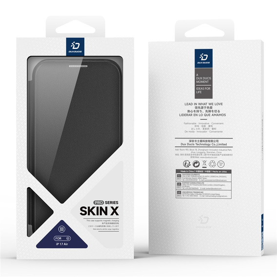 Dux Ducis case for iPhone Air, Skin X Pro, with flap, for MagSafe, black