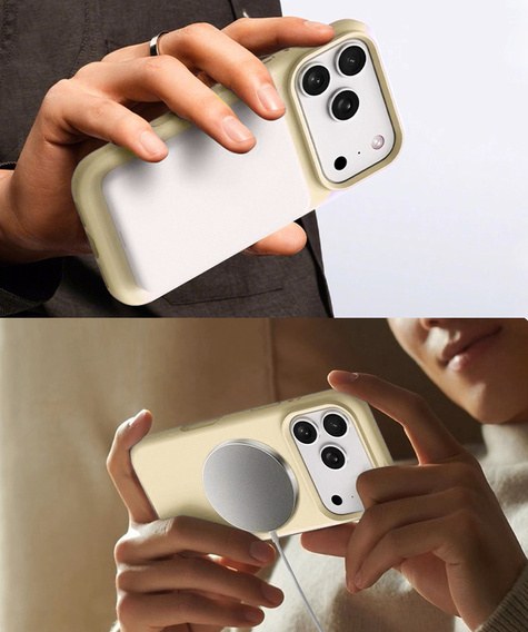 Silicone sleeve for iPhone 17 Pro Max, for MagSafe, anti-shock, yellow