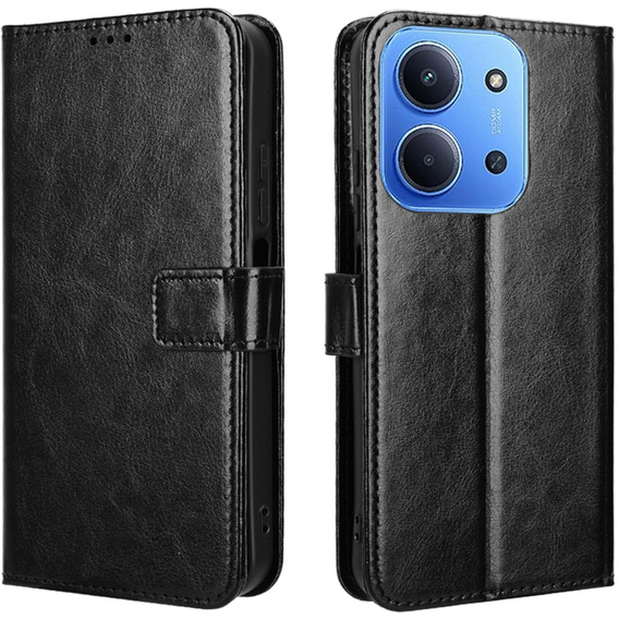 Flip case for Xiaomi Redmi 15C 4G/LTE, Crazy Horse Wallet, black