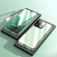 Case for Oppo Reno 14, Magnetic Dual Glass, transparent with green sides