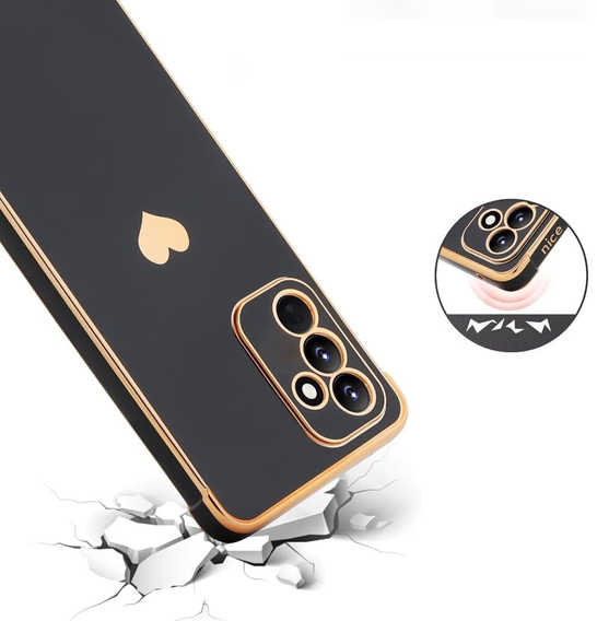 Case for Samsung Galaxy A25 5G, Electro heart, black + Full Glue Ceramic Glass