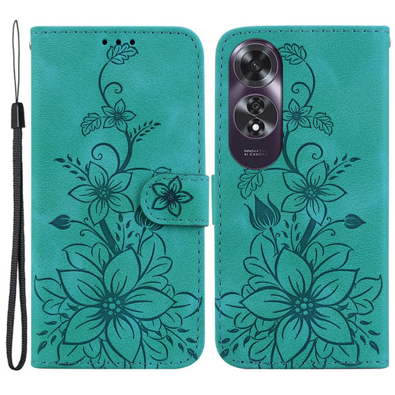 Flip case for Oppo A60, Lily Flower, green