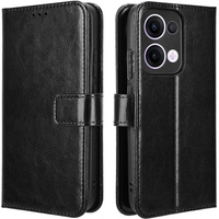 Flip case for Oppo Reno 13, Crazy Horse Wallet, black