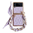 Case for Samsung Galaxy Z Flip3 5G, Grid Leather, purple