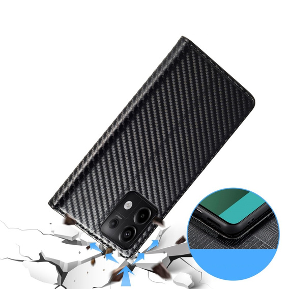 Flap case for Xiaomi Redmi Note 13 Pro 4G / Xiaomi Redmi Note 14S / Xiaomi Poco M6 Pro 4G, Carbon LC.IMEEKE, black