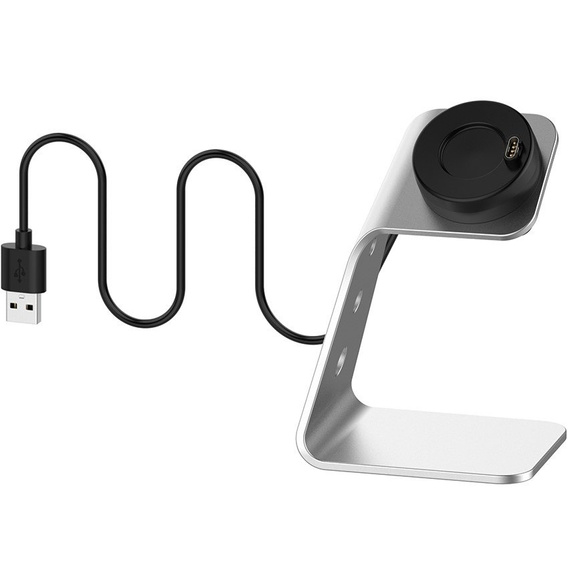Aluminum USB Docking Station for Garmin Fenix 7/7S/7X/6/6X/6S, Silver
