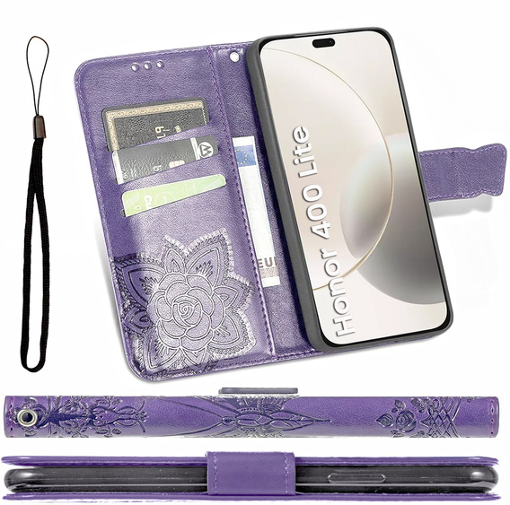 Flip case for Honor 400 Lite, Butterfly, purple