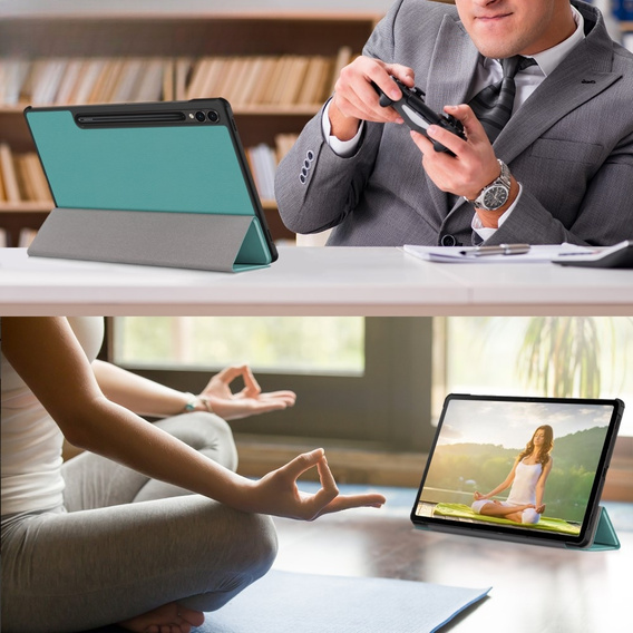 Case for Samsung Galaxy Tab S9 Plus, Smartcase with stylus space, green