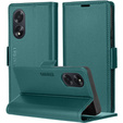 Case for Oppo A60, ERBORD Glossy Litchi, wallet with flap, green