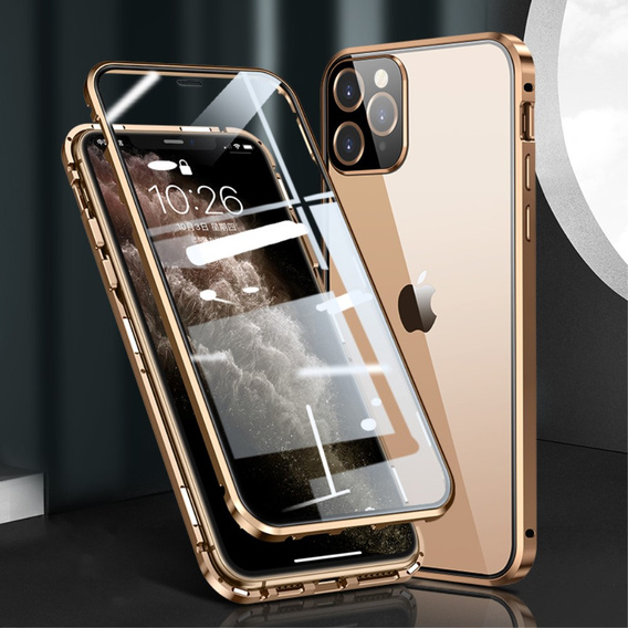 Case for iPhone 12 Pro, Magnetic Dual Glass, gold