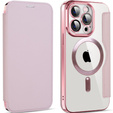 Flip case for iPhone 14 Pro, RFID Wallet MagSafe CamShield, pink