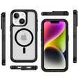 Case with frame for iPhone 13/14, for MagSafe, transparent / black