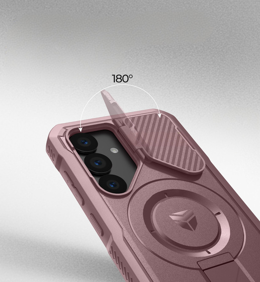 Armored case for Samsung Galaxy S25, Dexnor CamProtect MagSafe, pink (Two frames)