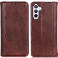 Case for Samsung Galaxy S24, Wallet Litchi Leather, brown