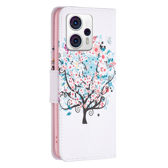 Flip case for Motorola Moto G53 5G / G23 / G13, Wallet, colorful tree, white