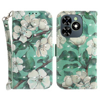Flip case for Infinix Hot 40i, Wallet, Flowers white