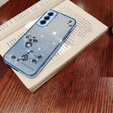Case for Samsung Galaxy S22, Glitter Flower, blue