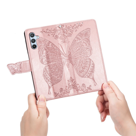 Flip case for Samsung Galaxy A56, Butterfly, pink rose gold