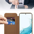 Flip case for Samsung Galaxy S22 5G, RFID Wallet MagSafe CamShield, brown