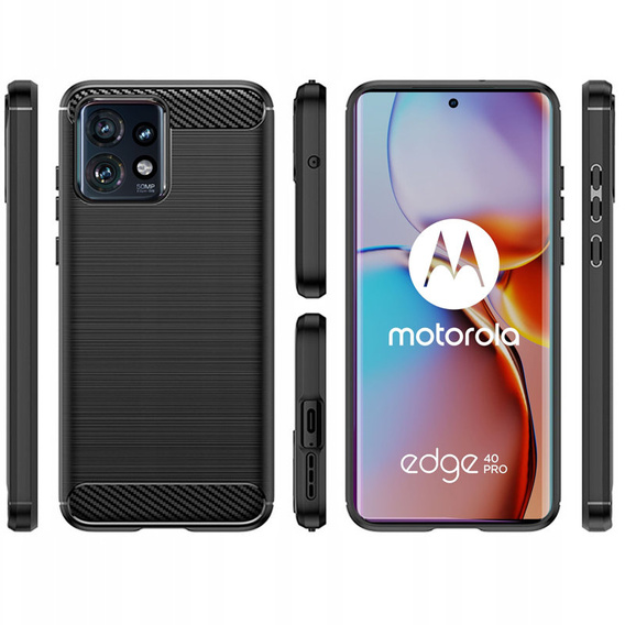 Case for Motorola Edge 40 Pro, Carbon, black