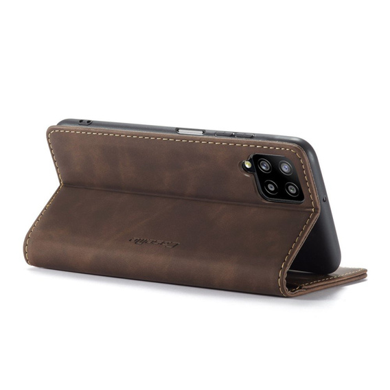 CASEME case for Samsung Galaxy A12 / M12 / A12 2021, Leather Wallet Case, coffee
