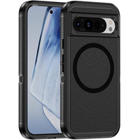 ERBORD case with frame for Google Pixel 9 / Google Pixel 9 Pro, for MagSafe, black + Tempered Glass