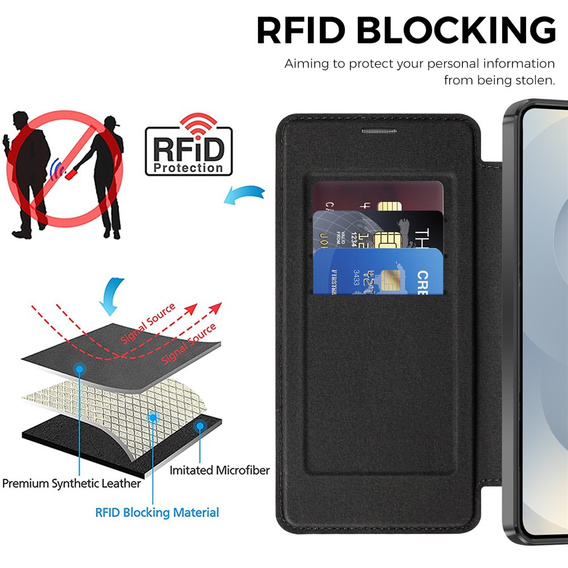 RFID Wallet MagSafe Flip Case with Camera Protection for Samsung Galaxy S26, Black