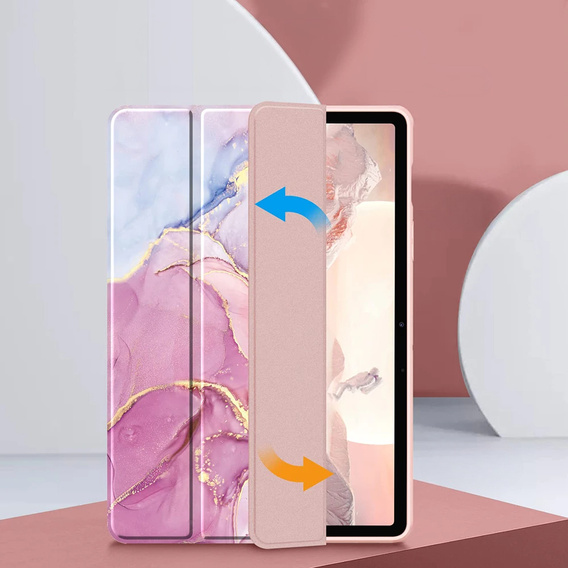 Case for Samsung Galaxy Tab S10 Lite / S10 FE / S9 FE, Smartcase Hybrid, with stylus space, Marble pink