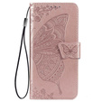Flip case for Samsung Galaxy M33, Butterfly, pink rose gold