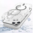 Case for iPhone 17 Pro Max, for MagSafe, with stand, transparent with grey inserts