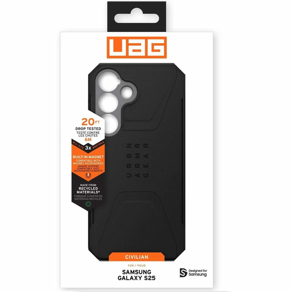 Case Urban Armor Gear for Galaxy S25, Civilian, black