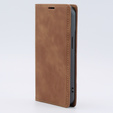 Case for iPhone 15, ERBORD Vintage, wallet with flap, brown